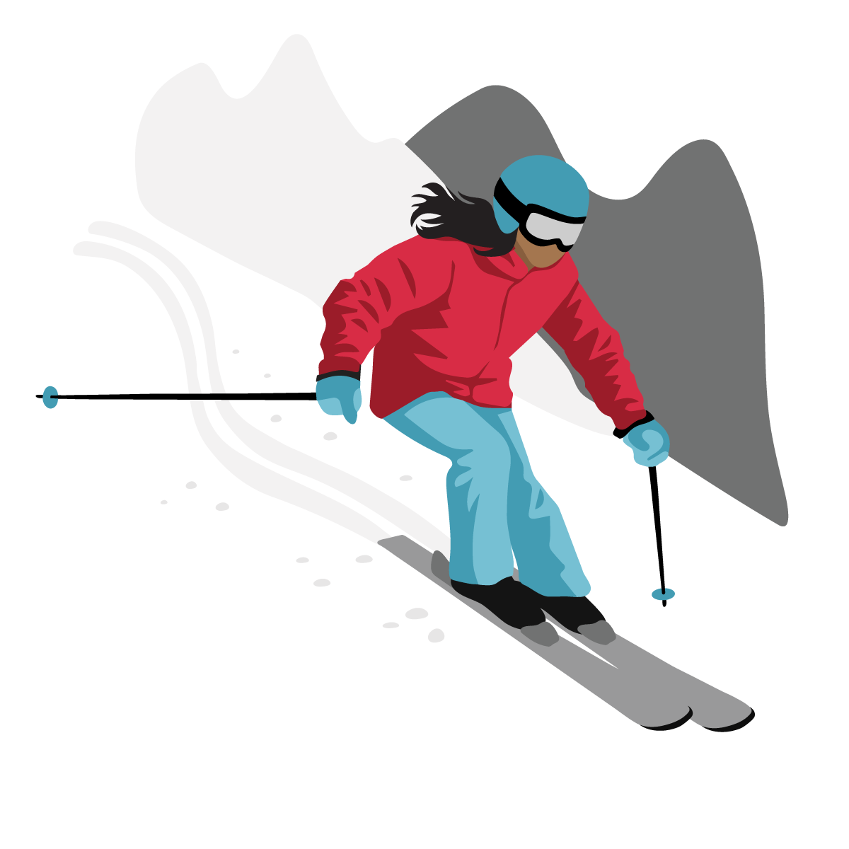 indigenous women outdoors skiing graphic x