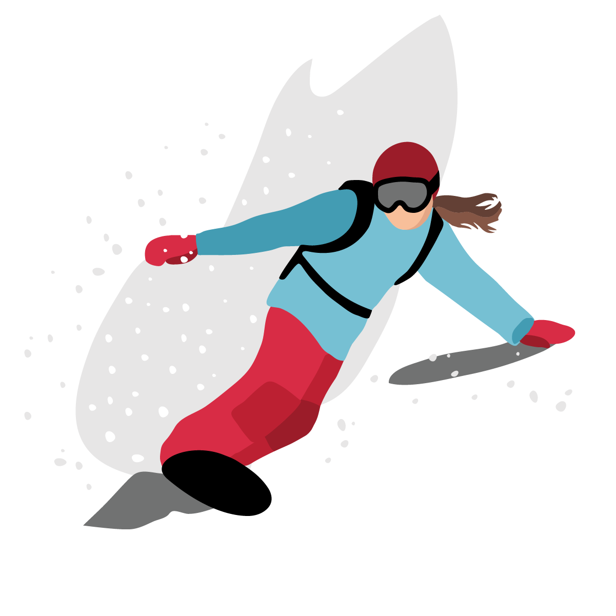 indigenous women outdoors snowboarding graphic x