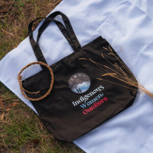 Indigenous women outdoors merch black large zip tote featured x