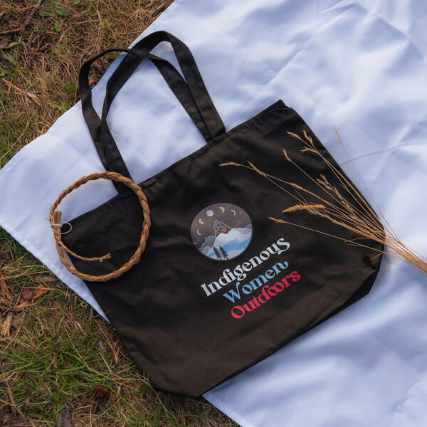 Indigenous women outdoors merch black large zip tote featured x