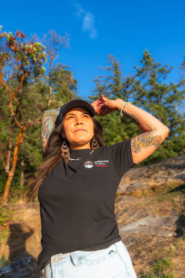 Indigenous women outdoors merch black t shirt x
