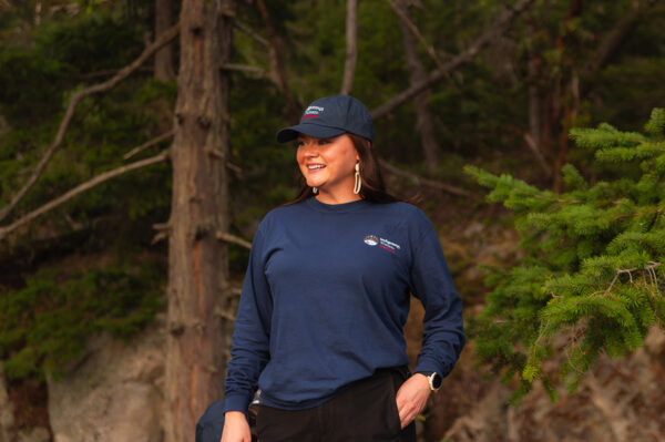 Indigenous women outdoors merch navy long sleeve t shirt x