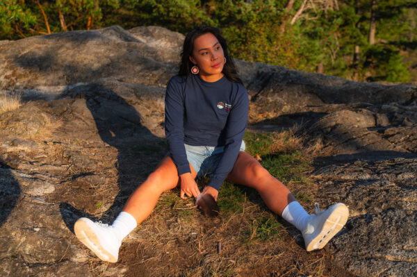 Indigenous women outdoors merch navy long sleeve t shirt x